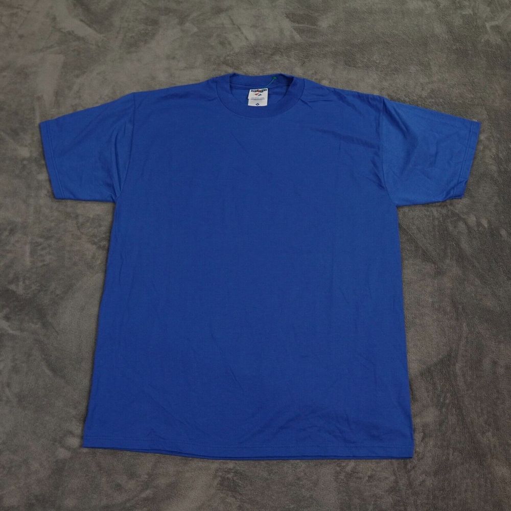 Vintage JERZEES Adult Large Blue Blank Shirt 50/50 USA Screen Printing 90s Y2k
